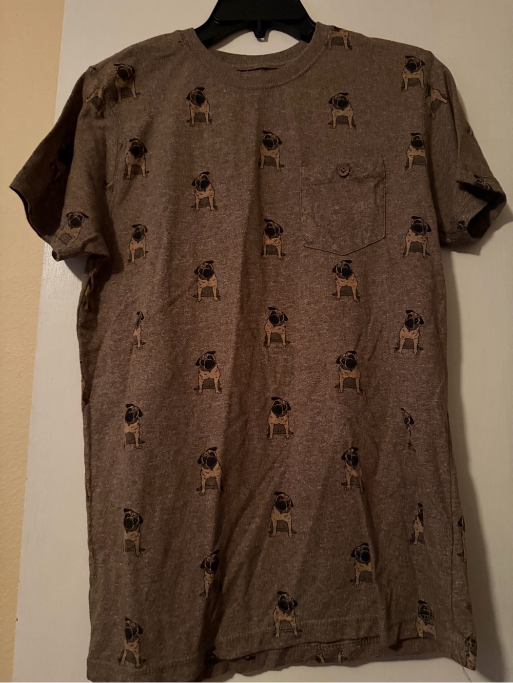 Men's Brown Pug Pattern Short-Sleeve Tee